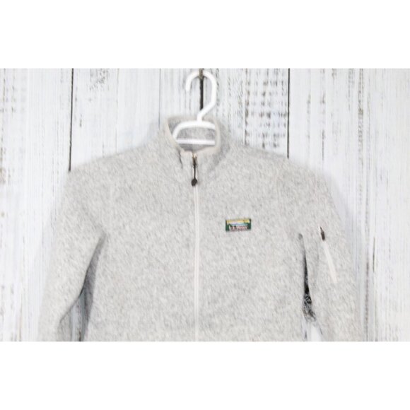 LL Bean Sweater Rugged Fleece Full Zip Jacket Pewter Size Small - Picture 2 of 9